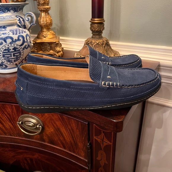 EUC Men's Johnston and Murphy Blue Suede Comfort Flex Penny Loafers Size 11.5 M - Picture 2 of 8
